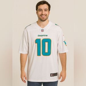 Men's White and Teal Football Jersey NWT